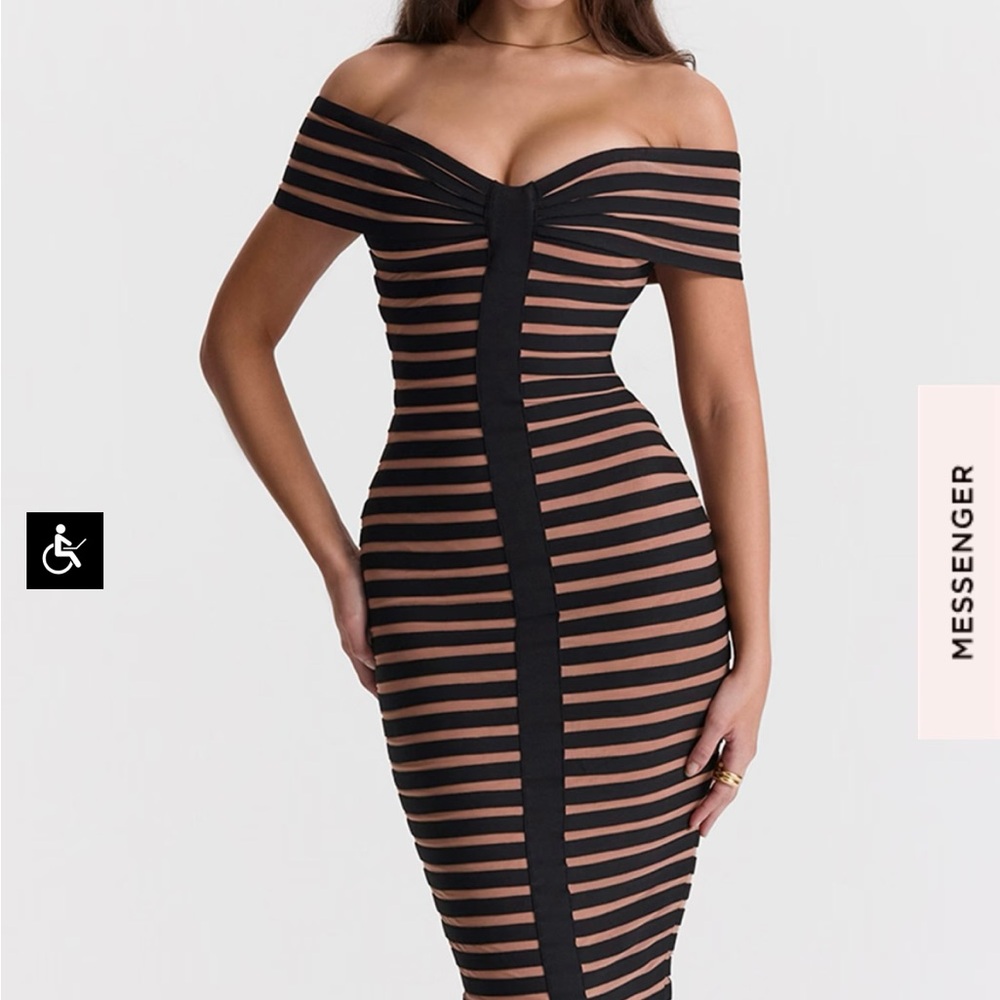 House of CB Black and Tan Strapless Dress